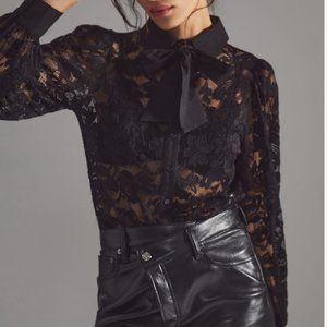 Anthropologie Dolan Sheer Lace Blouse